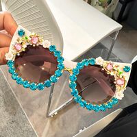 Plastic PC cat-eye sunglasses with rhinestones 