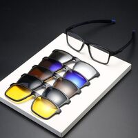 Оправа пластиковая TR90/PC + комплект из 5 поляризационных солнцезащитных насадок (клипон) на магните + кожаная сумка El Dorado EL2505A