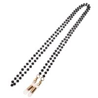 Металлическая  нескользящая цепочка, с черными кристаллами, для очков и масок GL077
