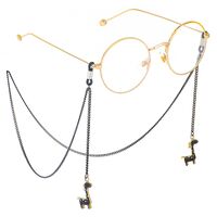 Black-colored metal non-slip chain, with pendant giraffe, for glasses and masks GL362