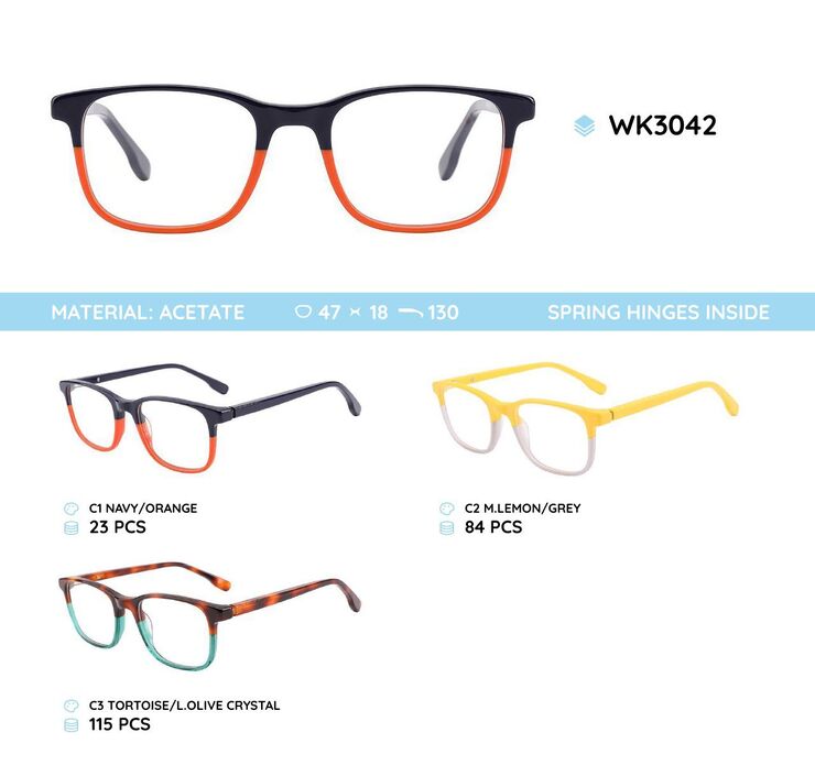 Acetate plastic frames for kids, with spring higes WK3042