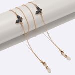 Gold-colored metal non-slip chain, with black butterfly, for glasses and masks GL1550