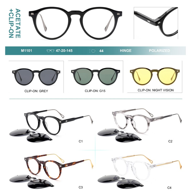 Plastic acetate frame + polarized clip-on Big City M1101S