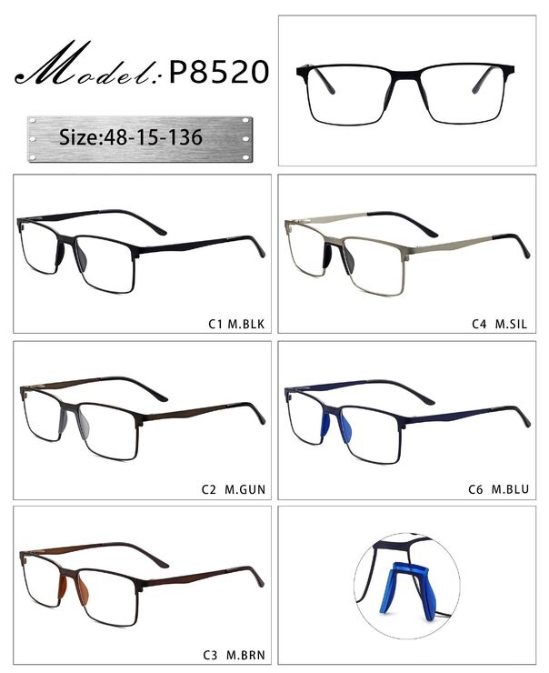 Оправа металлическая с мягким носоупором и флексом 8520-DA