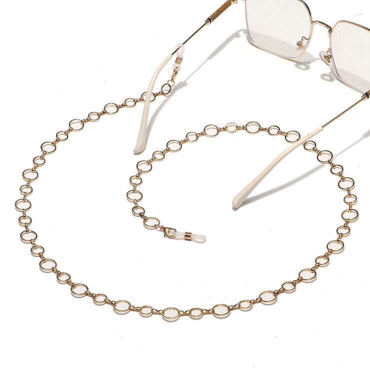Gold-colored metal non-slip chain, with copper round, for glasses and masks GL1486