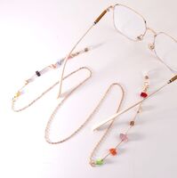 Gold-colored metal non-slip chain, with colorful irregular stone, for glasses and masks GL1888