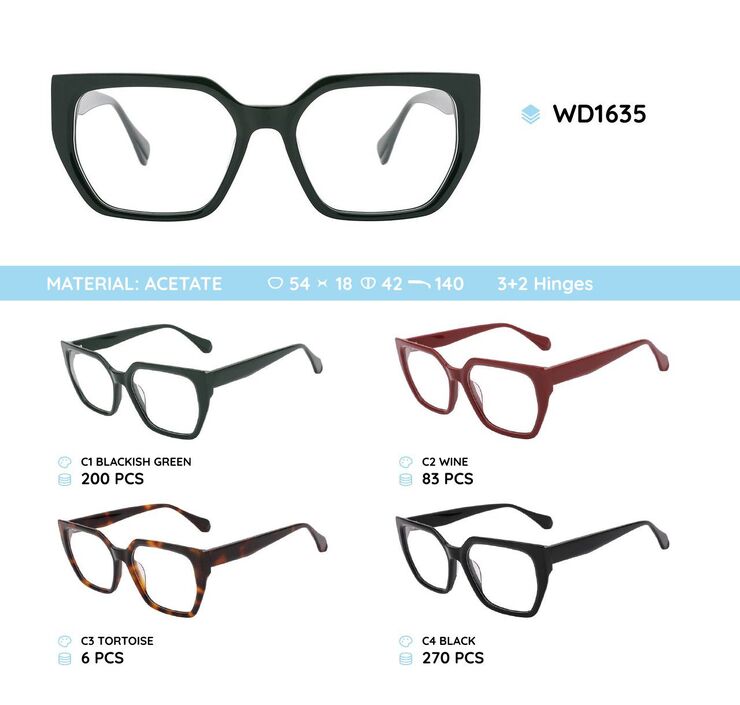 Plastic acetate eyeglasses frame with spring hinges WD1635
