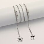 Silver-colored metal non-slip chain, with star pendant, for glasses and masks GL1873