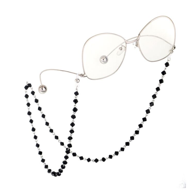 Metal non-slip chain, with black and white crystal, for glasses and masks GL752