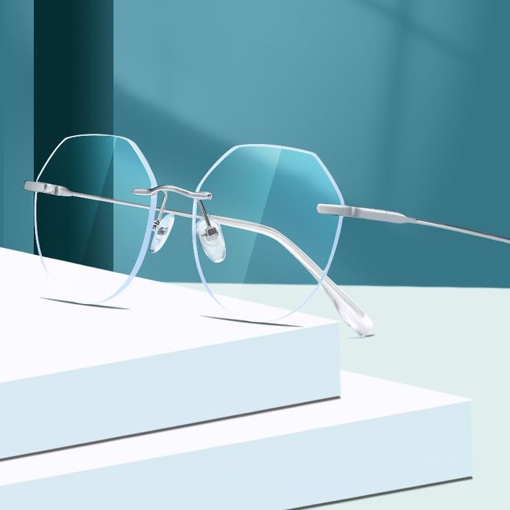 Metal glasses with Blue ray cut protection KY5102半多边