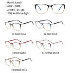 Protective metal glasses with anti-blue light lenses Landi LD3006
