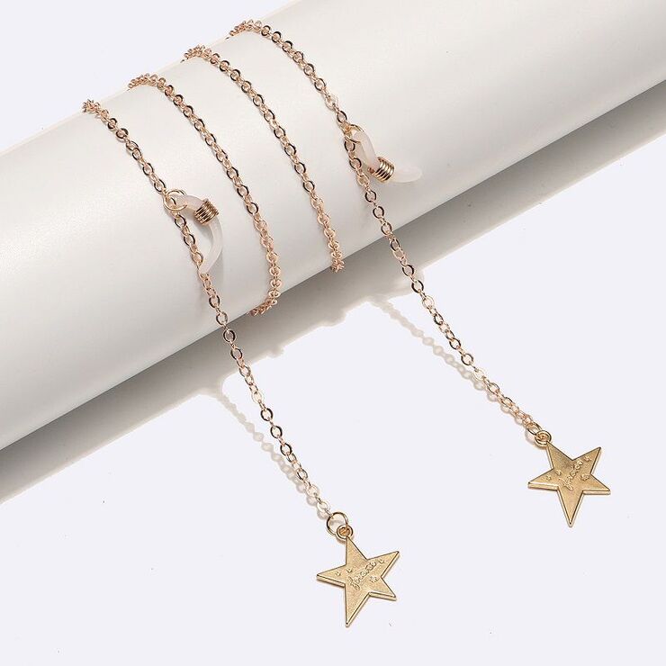 Metal non-slip chain, with star, for glasses and masks GL1718