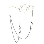 Black-colored metal non-slip chain, with pendant  glasses, for glasses and masks GL827
