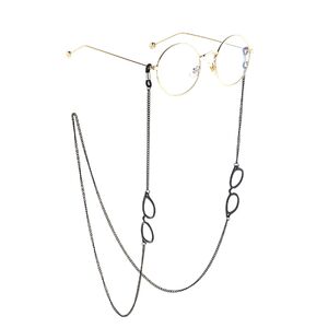 Black-colored metal non-slip chain, with pendant  glasses, for glasses and masks GL827