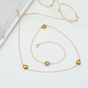 Metal non-slip chain, with heart-shaped, for glasses and masks GA070