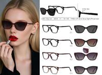 Plastic TR90+CP eyeglasses frame with blue ray cut protection, with spring hinges + sun protection polarized clip-on Leke LK8834