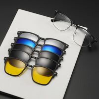 Оправа пластиковая TR90/PC + комплект из 5 поляризационных солнцезащитных насадок (клипон) на магните + кожаная сумка El Dorado EL2373