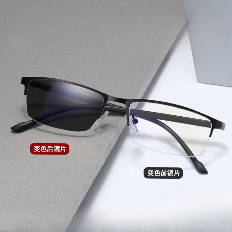Photochromic metal glasses for reading with protection Blue Cut, diopters from 0.00 to +4.00, KY1693变色老花