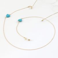 Metal non-slip chain, with turquoise heart, for glasses and masks GL1004
