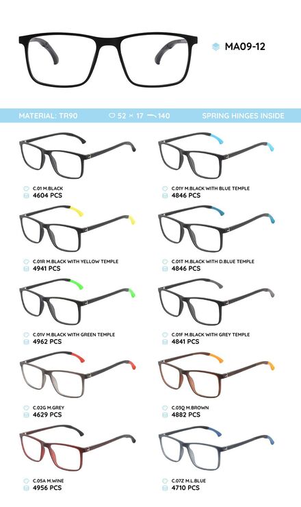 TR-90 plastic frames for glasses with spring hinges MA09-12