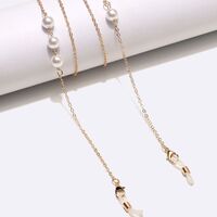 Gold-colored metal non-slip chain, with pearl 8 mm, for glasses and masks GL1453