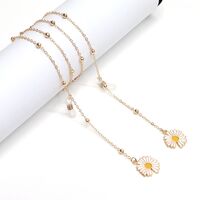 Gold-colored metal non-slip chain, with daisy and beads, for glasses and masks GL1023