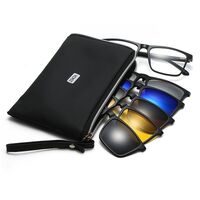 TR90/PC plastic frame + 5 polarized sun protection magnet clip-on set + leather bag El Dorado EL2343A