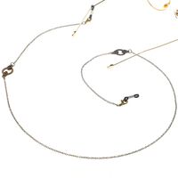 Bronze-colored metal non-slip chain, with double skull, for glasses and masks GL128