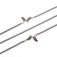 Black-colored metal non-slip chain, with butterfly with rhinestone, for glasses and masks GL858