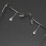 Silver-colored metal non-slip chain, with drops and rhinestones, for glasses and masks GL338