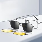 Metal Blue Ray Cut protection frame + 2 magnet sunshade clip-ons 7601-GT