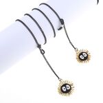 Black-colored metal non-slip chain, with pendant coal balls, for glasses and masks GL843