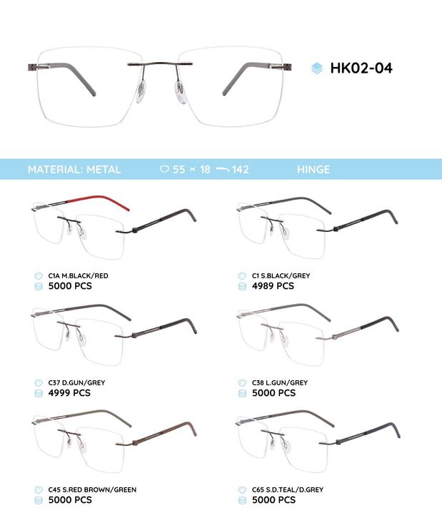 Metal rimless frame with TR-90 temples HK02-04