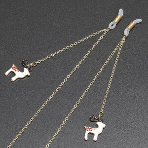 Gold-colored metal non-slip chain, with pendant deer, for glasses and masks GL350