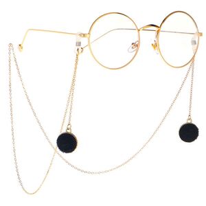 Gold-colored metal non-slip chain, with a black fur ball pendant, for glasses and masks GL008