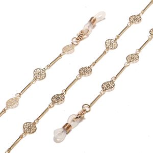 Металлическая нескользящая цепочка золотого цвета, с полыми кругами, для очков и масок GL1465