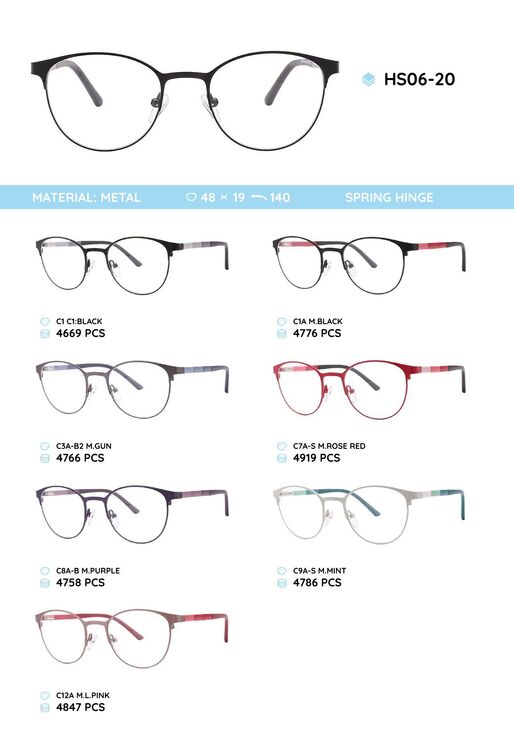 Металлическая оправа с дужками из пластика TR-90 HS06-20