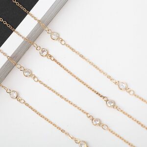 Silver-colored metal non-slip chain, with zircon, for glasses and masks GA082