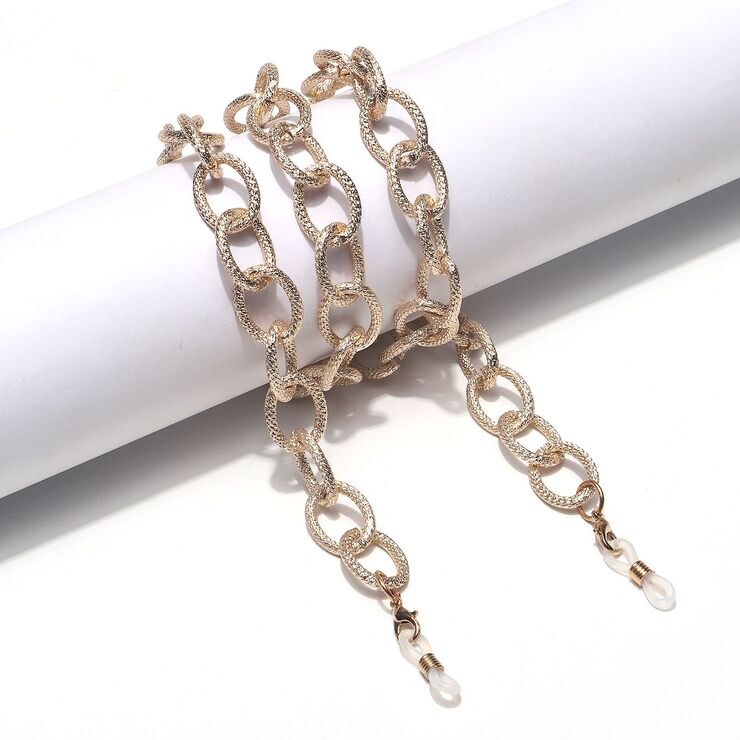Gold-colored metal non-slip chain, thick with printed, for glasses and sweater GL1428