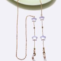 Gold-colored metal non-slip chain, with pearl star and beads, for glasses and masks GL1390