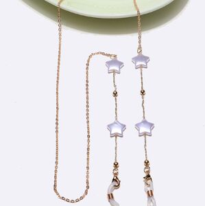 Gold-colored metal non-slip chain, with pearl star and beads, for glasses and masks GL1390
