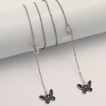 Silver-colored metal non-slip chain, with butterfly pendant, for glasses and masks GL1871