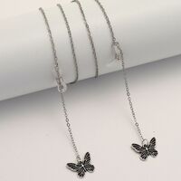 Silver-colored metal non-slip chain, with butterfly pendant, for glasses and masks GL1871