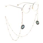 Gold-colored metal non-slip chain, with pendant planet and beads, for glasses and masks GL805