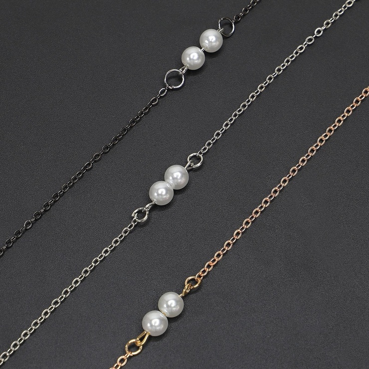 Metal non-slip chain, with pearl beads, for glasses and masks GL286-1