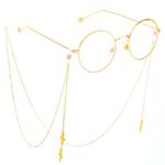 Gold-colored metal non-slip chain, with a cross-shaped pendant, for glasses and masks GL298