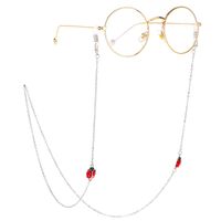 Металлическая нескользящая цепочка серебряного цвета, с божьей коровкой, для очков и масок GL231