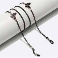 Black-colored metal non-slip chain, with pendant butterfly, for glasses and masks GL1500