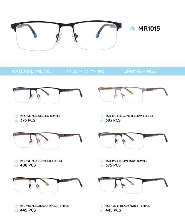 Металлическая оправа с дужками из материала TR-90 со встроенным флексом MR1015