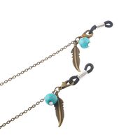 Металлическая нескользящая цепочка, с бирюзой и листом, для очков и масок GL154-1